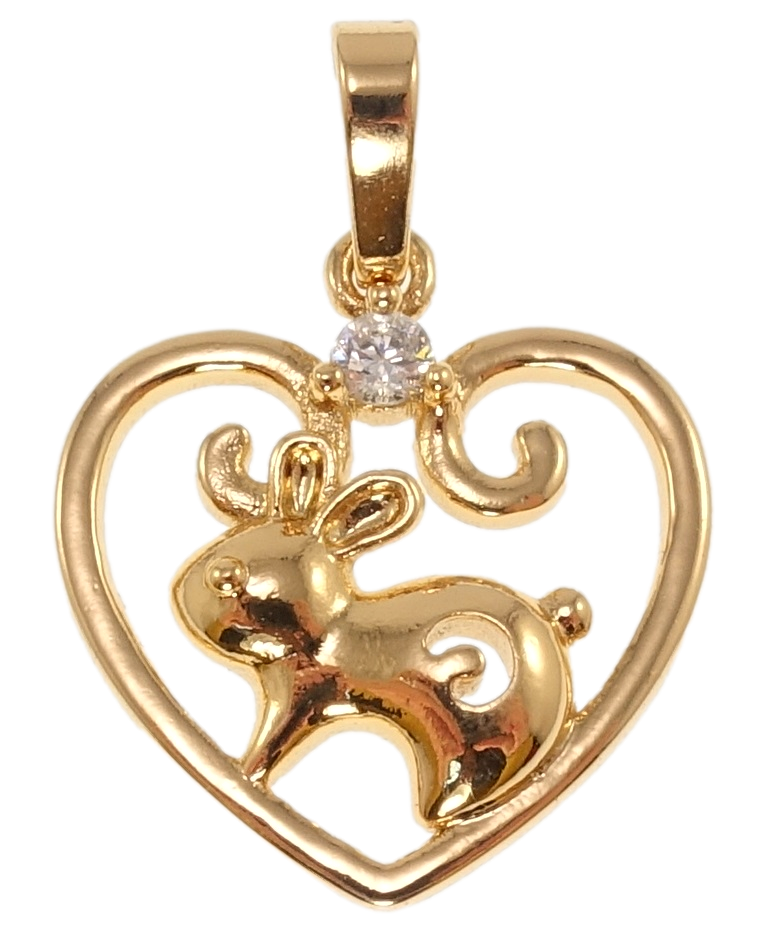 Кулон Xuping Позолота 18K "Серце Знак Східного Зодіаку Кролик" для ланцюжка до 6мм