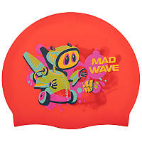 Детская шапочка для плавания силиконовая MadWave Junior MAD BOT M057915 красный