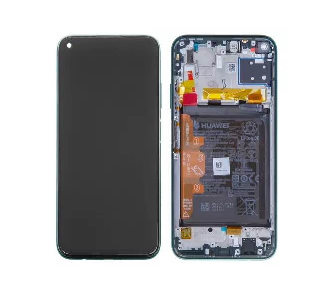 Дисплей для Huawei P40 Lite (версія 4G) з сенсорним склом в рамці з акумулятором (Зелений)