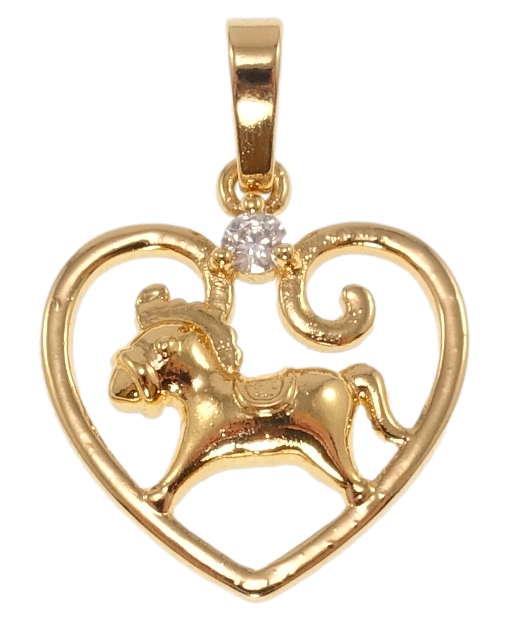 Кулон Xuping Позолота 18K "Серце Знак Східного Зодіаку Кінь" для ланцюжка до 6мм