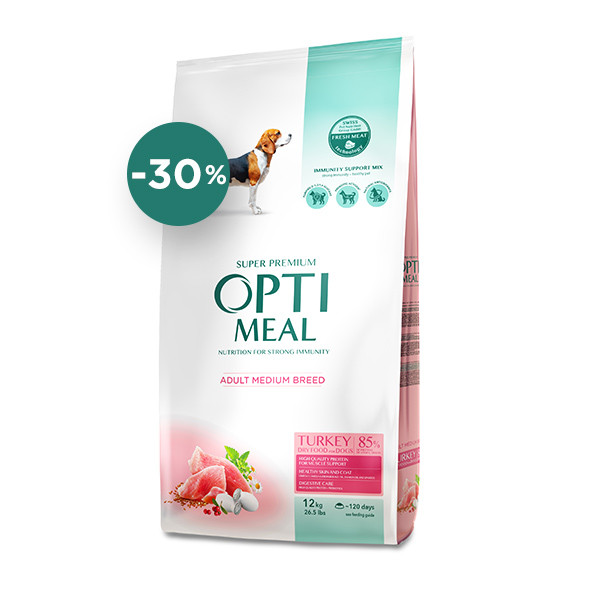 АКЦІЯ! Сухий корм OPTIMEAL (Оптиміл) для собак середніх порід з індичкою 12 КГ - фото 1 - id-p1520697868