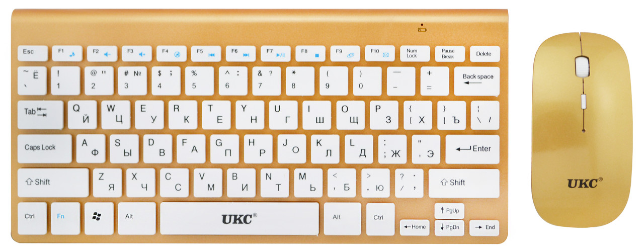Російська безпровідна міні клавіатура + мишка Apple 902 Gold (3971)