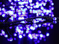 Гирлянда новогодняя черный провод лампа Рубинка большая 300LED (синий) LED300B-8