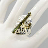 Шикарне срібне кільце із зеленим турмаліном, розмір 19, фото 8