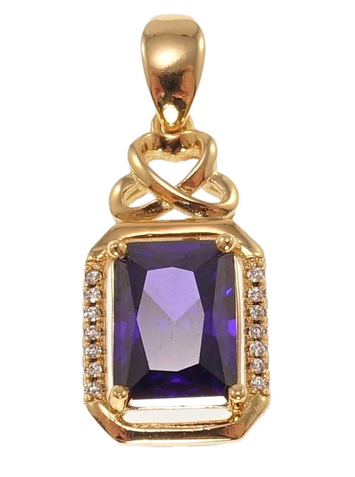 Кулон Xuping Позолота 18K "Бузковий фіаніт в оправі з цирконієм" для ланцюжка до 3мм