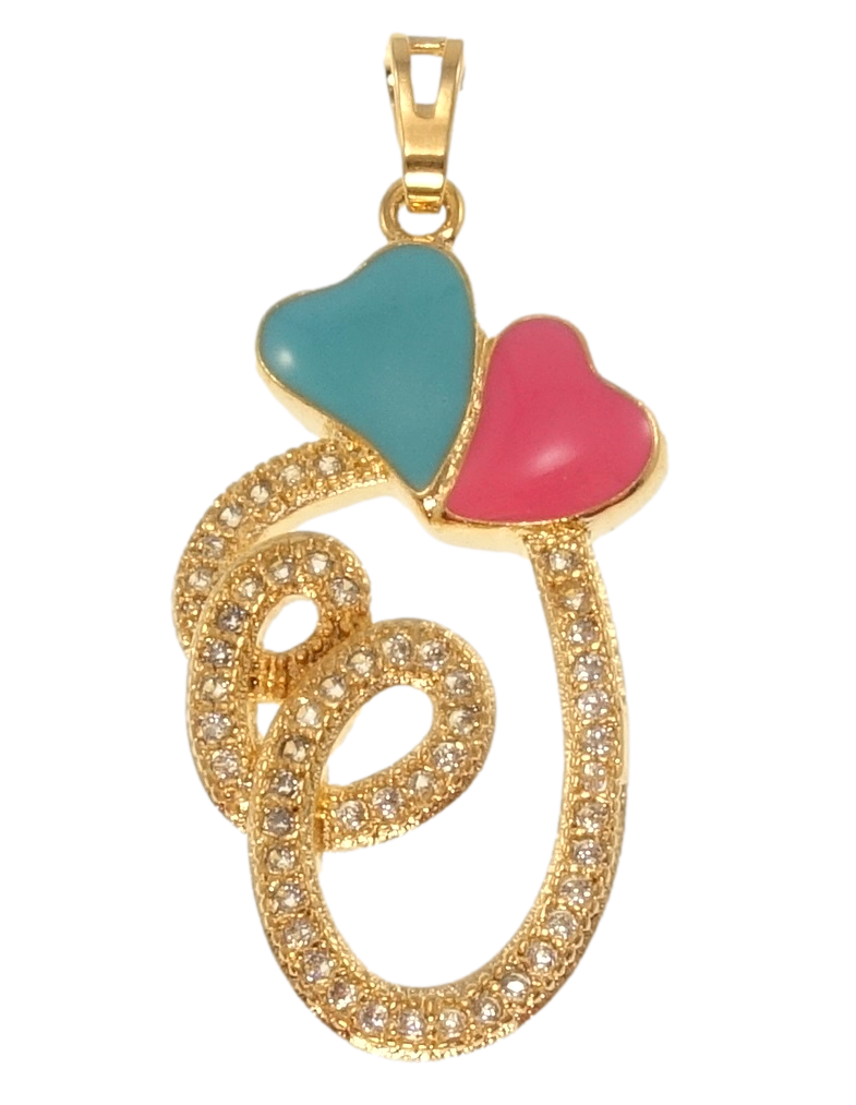 Кулон Xuping Позолота 18K "Сердечки з кольоровою емаллю" для ланцюжка до 5мм