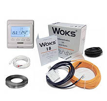 Електрична тепла підлога, нагрівальний кабель під плитку WOKS-18-295 Вт, 16 м з електронним програматором