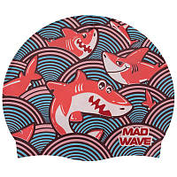 Детская шапочка для плавания силиконовая MadWave Junior SHARKY M057911 бирюзовый