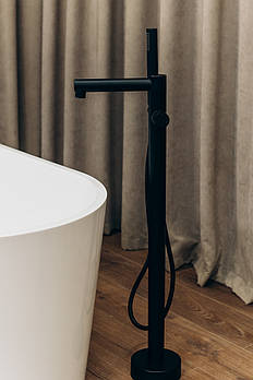 Кран для Ванни Змішувач Окремостоячий Brone Lunare MATT BLACK Змішувач на підлогу БРОНЕ