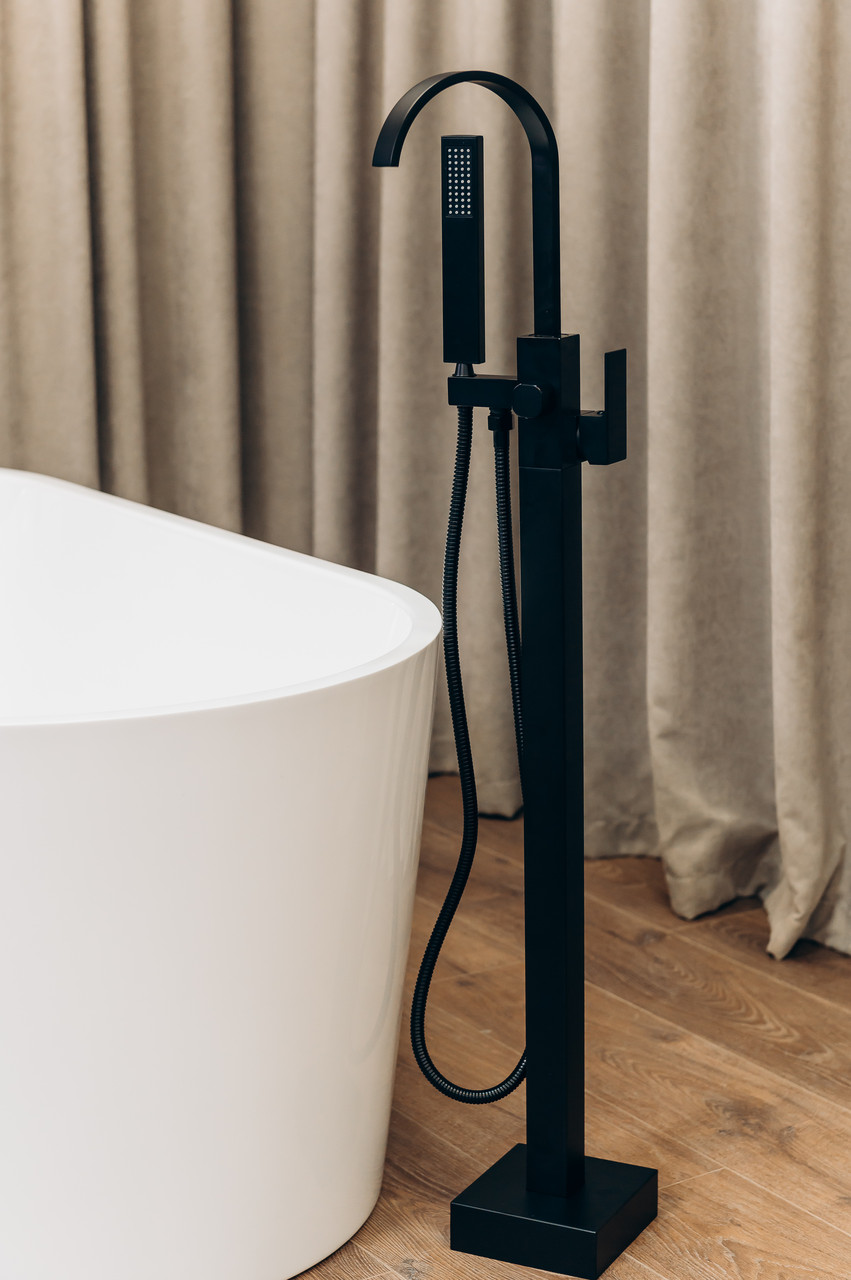 Кран Змішувач для Ванни Окремостоячий Brone Pure MATT BLACK Змішувач БРОНЕ
