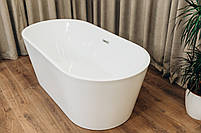Ванна Отдельно Стоящая из Акрила BRONE Bianco White Акриловая Овальная Ванна БРОНЕ 160*80*58cm, фото 6