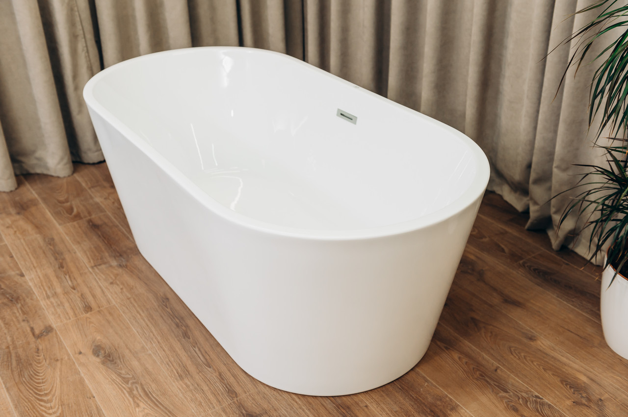 Ванна Отдельно Стоящая из Акрила BRONE Bianco White Акриловая Овальная Ванна БРОНЕ 160*80*58cm
