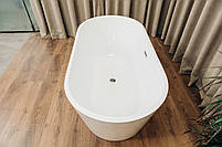 Ванна Отдельно Стоящая из Акрила BRONE Bianco White Акриловая Овальная Ванна БРОНЕ 160*80*58cm, фото 8