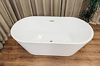 Ванна Отдельно Стоящая из Акрила BRONE Bianco White Акриловая Овальная Ванна БРОНЕ 160*80*58cm, фото 9