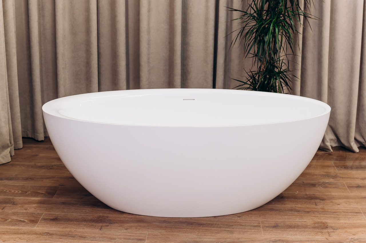 Ванна Окремо Стійка з Акрилу BRONE Eggo White Акрилова Кругла Ванна БРОНЕ 165*85*58cm