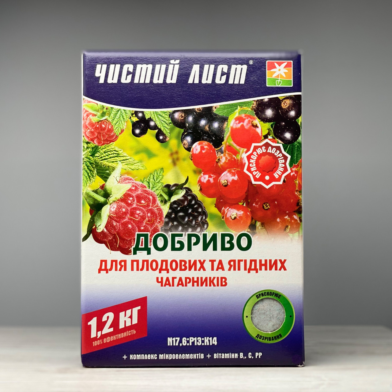 Кристалічне добриво для плодових та ягідних чагарників 1,2 кг Чистий лист