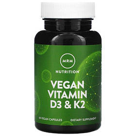 Веганські вітаміни Д3 і К2 (Vegan Vitamin D3 & K2) 62,5 мкг(2500 МО) MRM Nutrition 60 веганських капсул