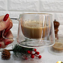 Набір конусних чашок з подвійними стінками 200 мл 2 шт Ardesto, чашки з подвійним дном, фото 3