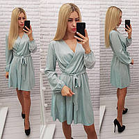 Новая коллекция!!! Нарядное женственное платье из люрекса , имитация на запах, арт 436, цвет нежно голубой