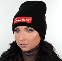 Молодежная шапка лопата с вышивкой суприм supreme