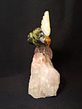 Пташка з каменю 18 см. (змійовик, рожевий кварц), фото 3