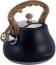 Чайник Kamille Whistling Kettle Black 2.7л 7travз нержавіючої сталі зі свистком (чорний), фото 3
