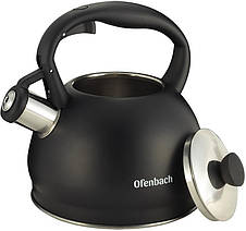 Чайник Ofenbach Magic Kettle 2л 7travз нержавіючої сталі зі свистком, чорний матовий, фото 3