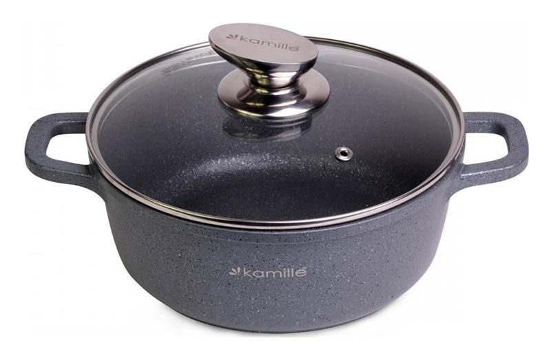 Каструля Kamille Landes Grey 2.3л 7travз литими алюмінієвими ручками