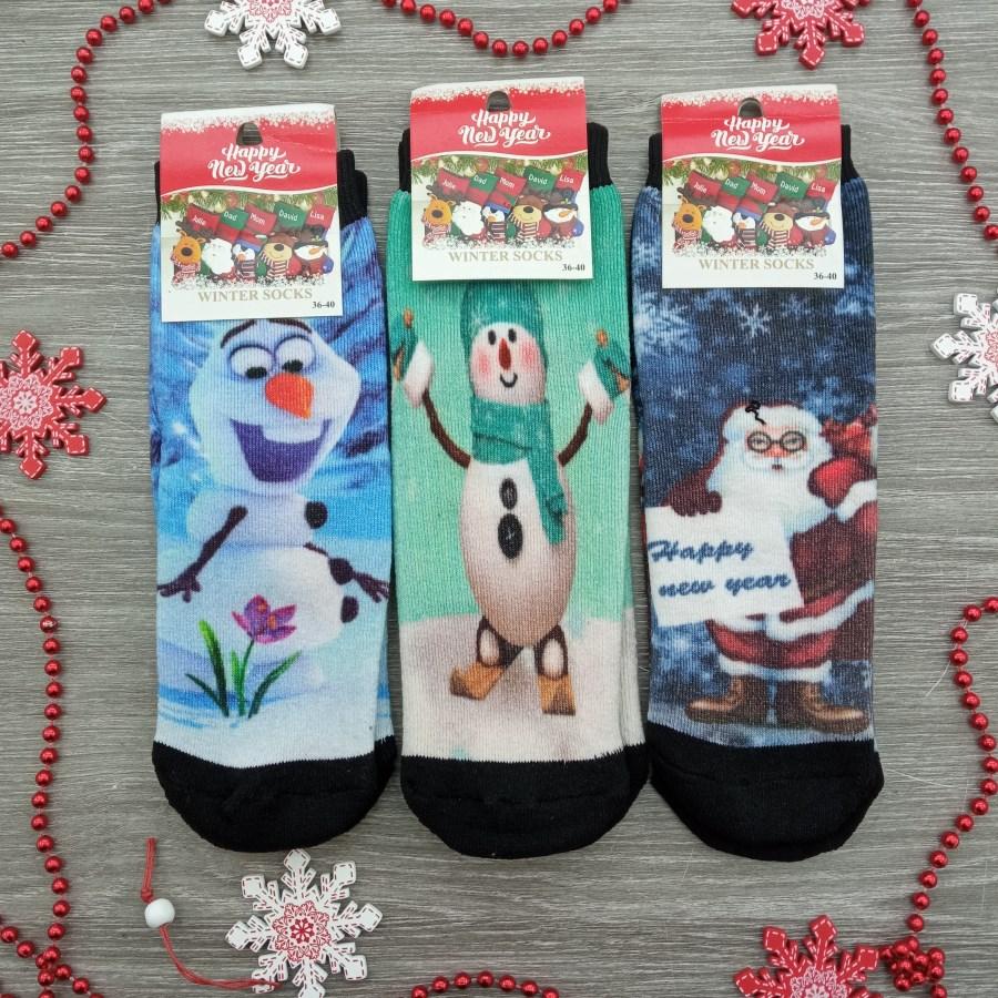 Шкарпетки жіночі махрові новорічні середні Туреччина р. 36-40 малюнок асорті 30033354, фото 1