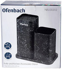 Підставка-колода Ofenbach Black Marble для кухонних ножів і ножиць 21.5х13х23см 7trav подвійна, фото 6