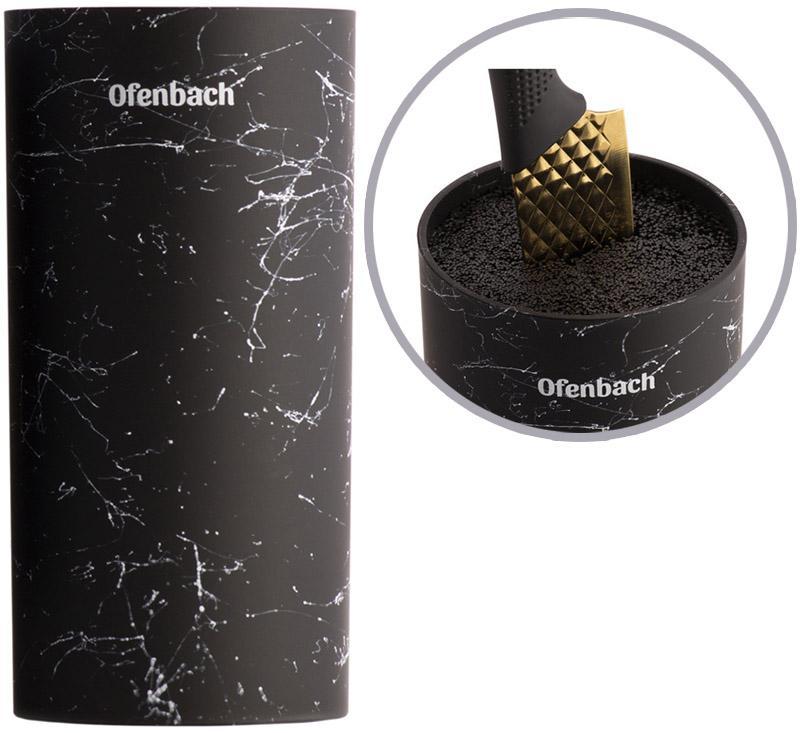Підставка-колода Ofenbach Black Marble для кухонних ножів і ножиць 11х11х22см, кругла