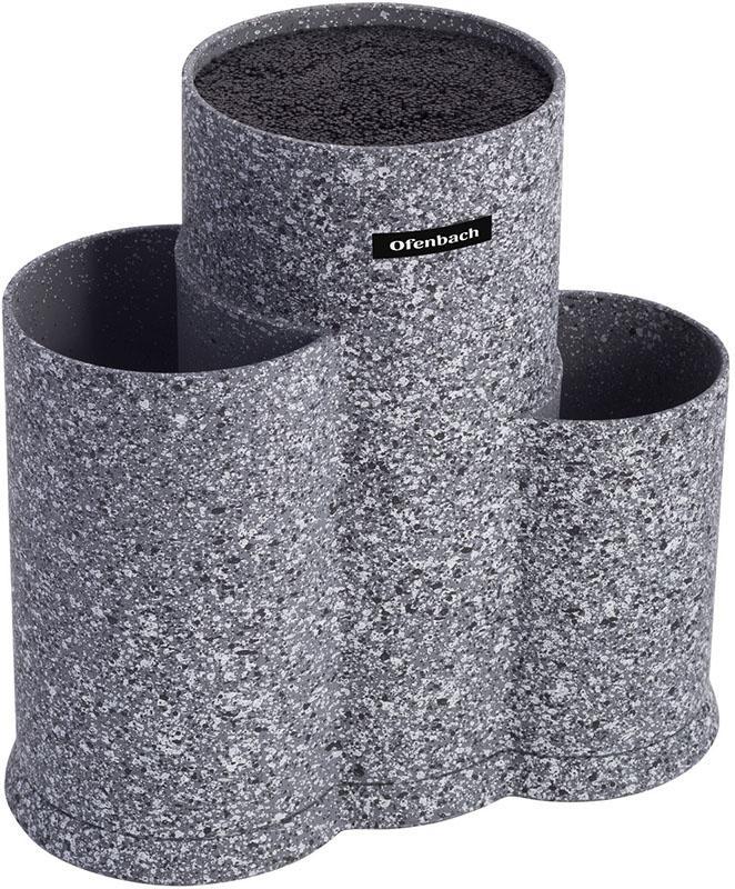 Підставка-колода Ofenbach Grey Marble для кухонних ножів 23х13х22см, потрійна кругла