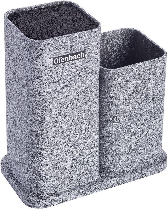 Підставка-колода Ofenbach Grey Marble для кухонних ножів 21х12х23см, подвійна