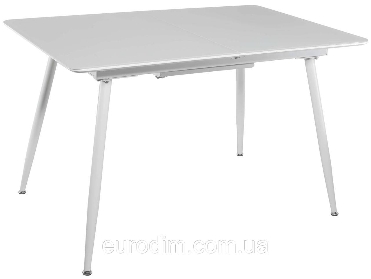 Стол кухонный раскладной стеклянный с МДФ ультрабелый сатин DAOSUN DT 859s