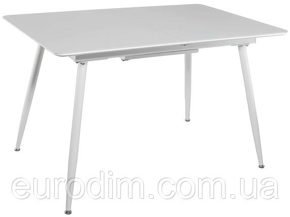 Стол кухонный раскладной стеклянный с МДФ ультрабелый сатин DAOSUN DT 859s, фото 1