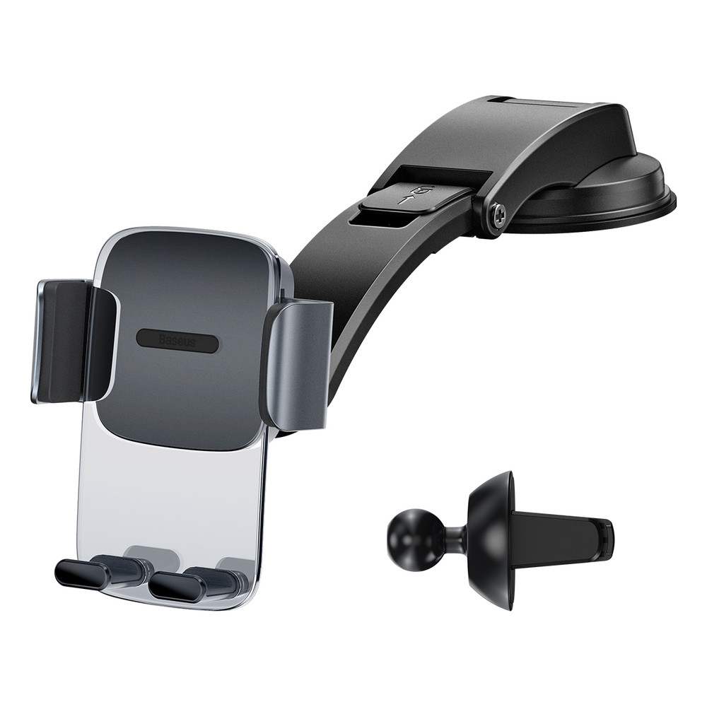 Автомобільний тримач для телефону Baseus Easy Control Clamp Pyste Type + Air Outlet set Black