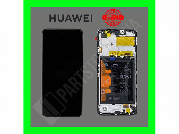 Дисплей Huawei P Smart 2021 Black (02354ADC) сервісний оригінал у зборі з рамкою, акб і датчиками, фото 1