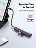 USB-хаб Ugreen USB type-c багато портовий адаптер концентратор 5 в 1 алюмінієвий 15 см Grey (CM417), фото 7