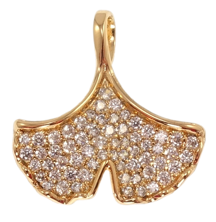 Кулон Xuping Позолота 18K "Листик інкрустація цирконієм" для ланцюжка до 4мм