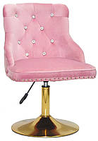 Стілець Olimp SV GD-Base фрезовий 1025 велюр з каретною стяжкою зі стразами Swarovski, золота кругла опора, фото 3