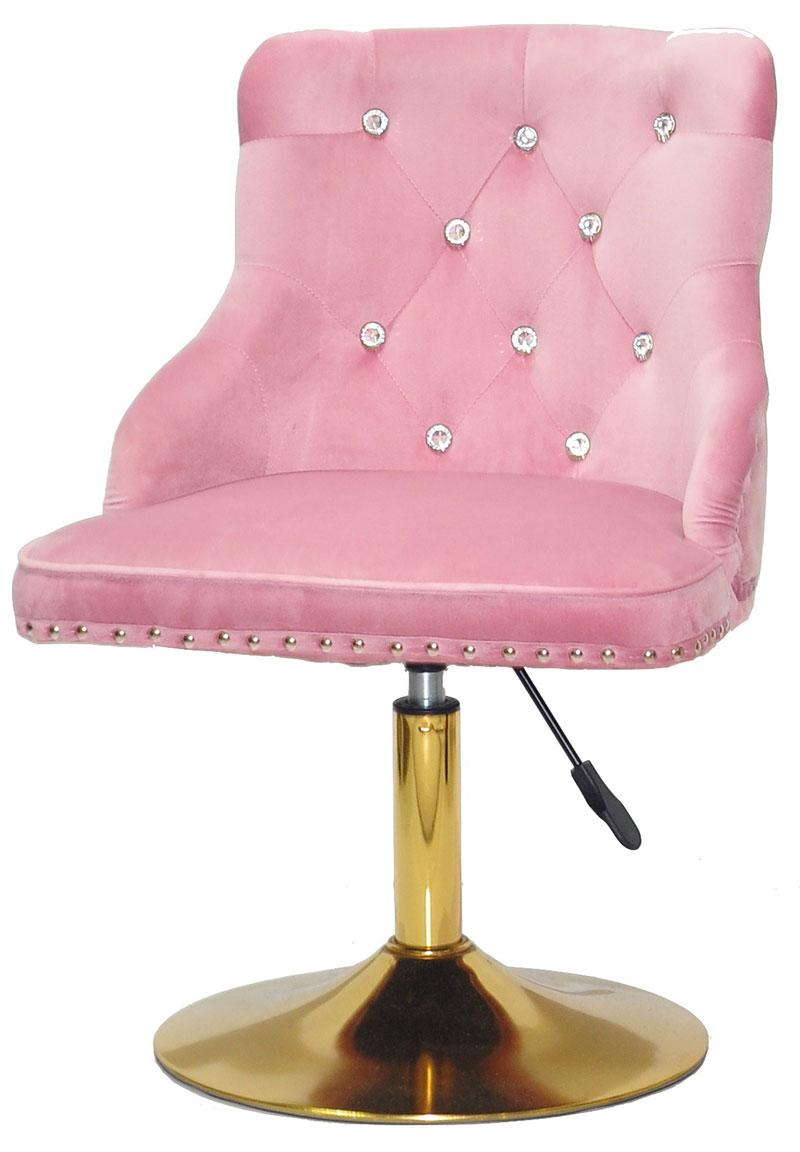 Стілець Olimp SV GD-Base фрезовий 1025 велюр з каретною стяжкою зі стразами Swarovski, золота кругла опора, фото 1