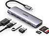 USB-хаб Ugreen USB type-c багато портів адаптер концентратор 6 в 1 алюмінієвий 15 см Grey (CM136), фото 2