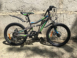 Велосипед дитячий швидкісний Crosser Legion 20" зріст 130-150 см вік 7 до 11 років сіро-салатовий