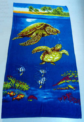 Дитячий пляжний рушник 75х150 см бавовна Черепахи, фото 2