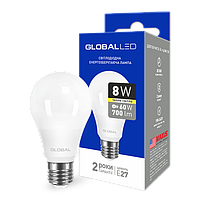 LED-лампа GLOBAL A60 8W м'яке світло 220 V E27 AL (1-GBL-161)