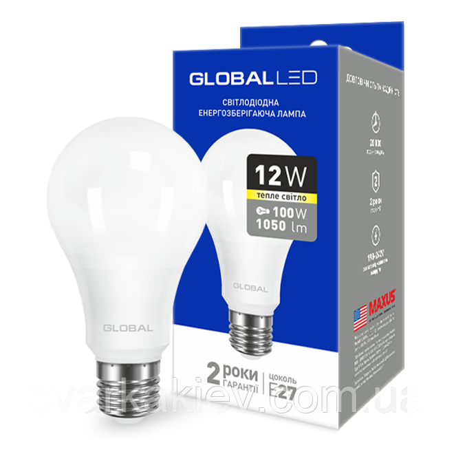 LED-лампа GLOBAL A60 12W м'яке світло 220 V E27 AL (1-GBL-165)