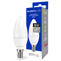 LED-лампа GLOBAL C37 CL-F 5W м'яке світло 220 V E14 AP (1-GBL-133)