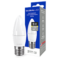 LED-лампа GLOBAL C37 CL-F 5W м'яке світло 220 V E27 AP (1-GBL-131)