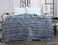 Плед-покрывало велсофт "Вязка" 3D рисунок 2-спальный 200*210 см на кровать, диван ALM-076