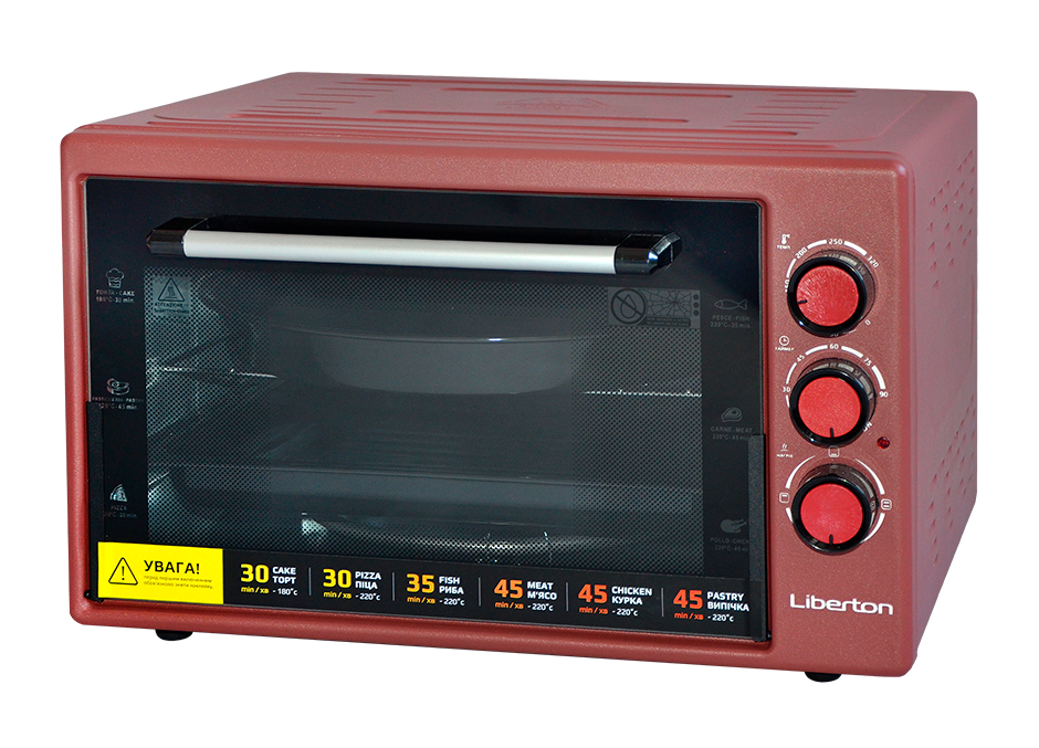 Духовка електрична піч настільна LIBERTON LEO-420 Red (42 л, 1500 Вт, Німеччина)